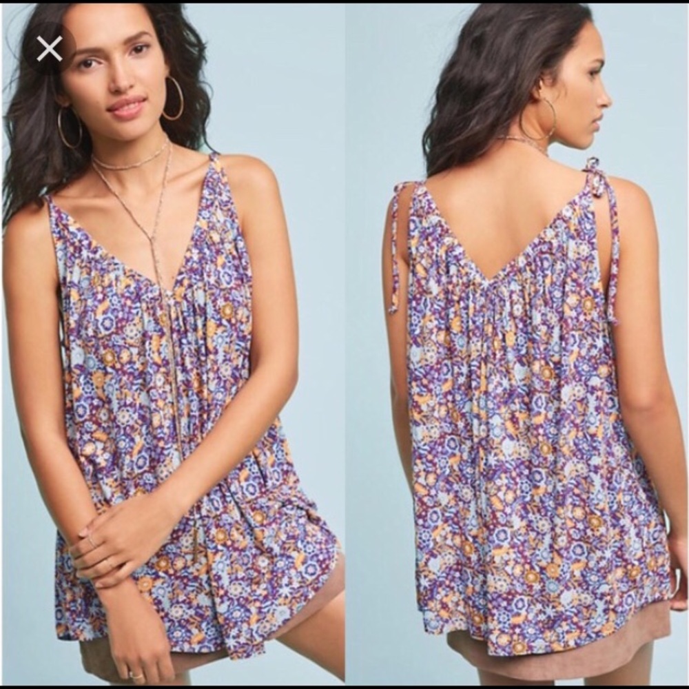 Anthropologie Julien tie- sleeve top